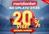 Meridian dodaje 20% na uplatu: Biraj sport ili kazino bonus
