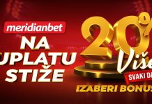 Meridian dodaje 20% na uplatu: Biraj sport ili kazino bonus
